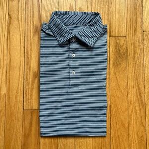 Southern Tide Men’s Brrr Short Sleeve Performance Polo Shirt Medium Blue White